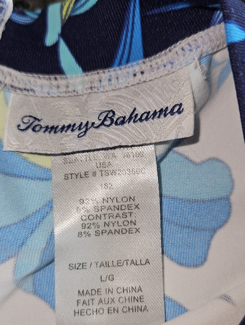 Tommy Bahama Tropical Swirl Rash Guard Top Women’s L Blue Blue White Swim - Picture 4 of 7